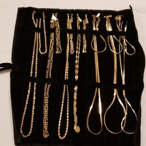 Set of seven gold plated necklaces and bracelets